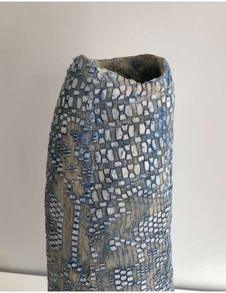 Ceramic vase + French work, year 70-Bozaart