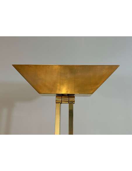 Brass floor lamp + French work, year 70-Bozaart