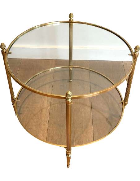 Round Brass Coffee Table + Modern design, year 40-Bozaart