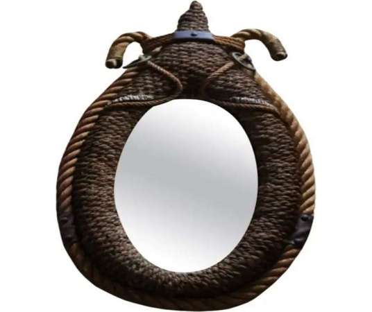 Vintage 1950s Rope Mirror+by Adrien Audoux and Frida Minet