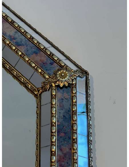 Miroir Rectangulaire en Laiton contemporain, Année 70-Bozaart