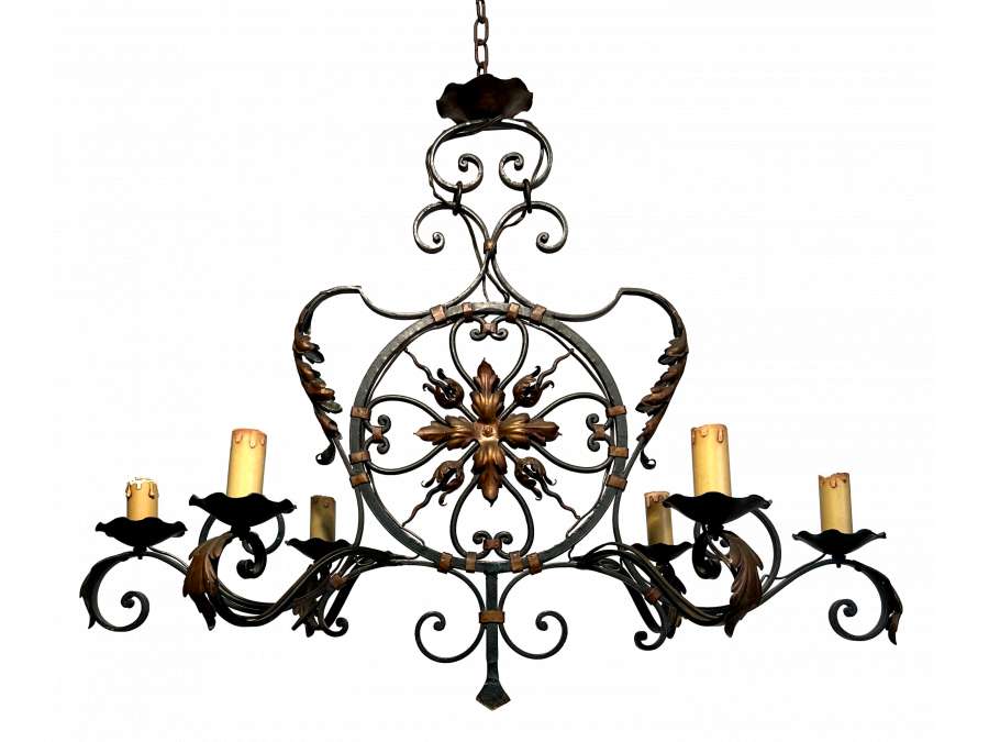 1940s Wrought iron chandelier