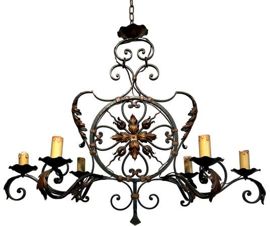 1940s Wrought iron chandelier