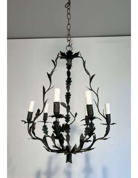 Vintage wrought iron chandelier + Year 70-Bozaart