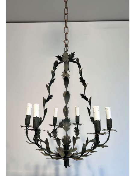 Vintage wrought iron chandelier + Year 70-Bozaart