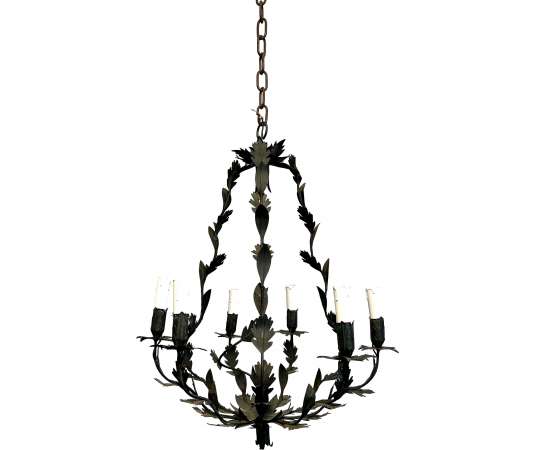 Vintage wrought iron chandelier + Year 70
