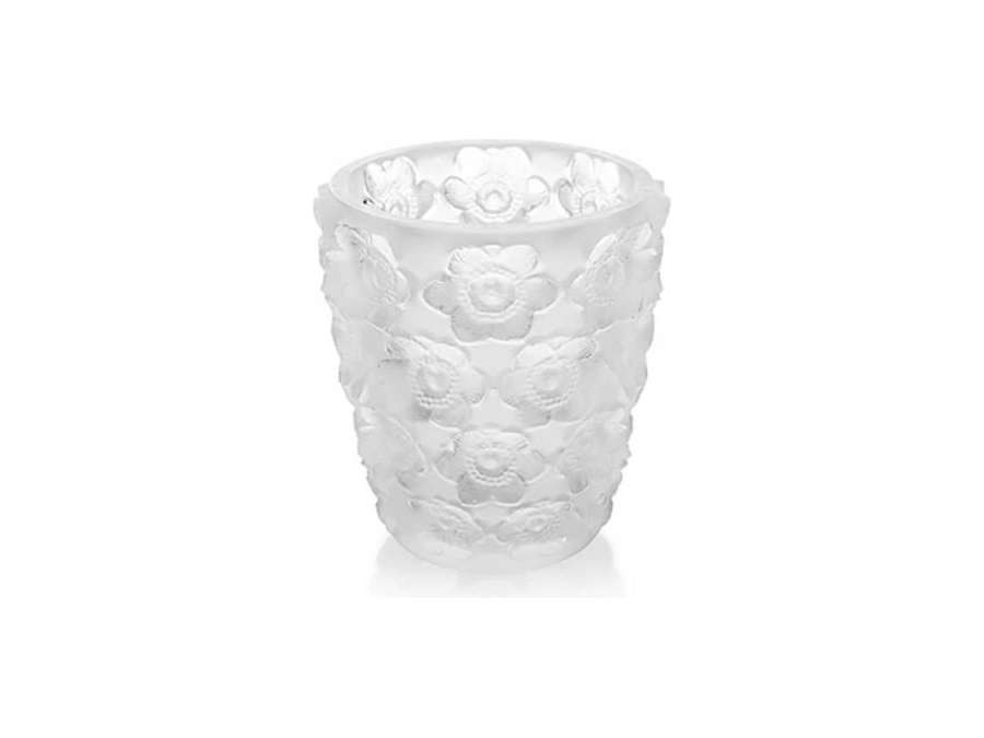 Small contemporary Lalique crystal vase with candle holders