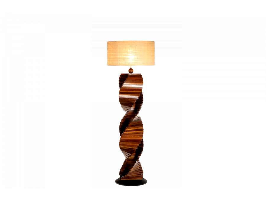 Contemporary wood+ vintage-style lamp