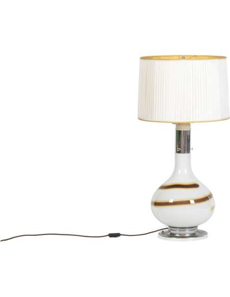 White glass lamp. Contemporary design from 1970-Bozaart