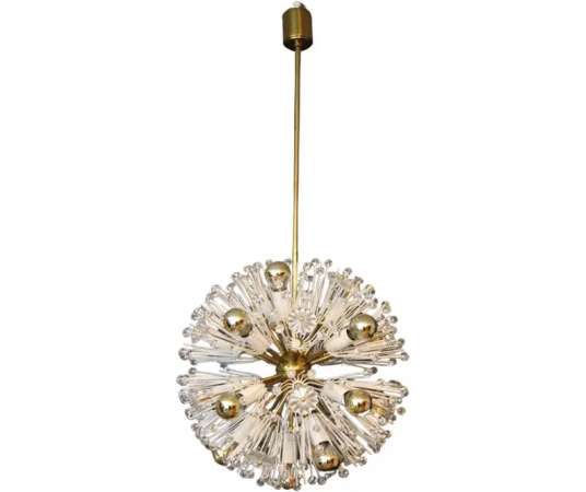 Vintage brass chandelier Sputnik model from 1950