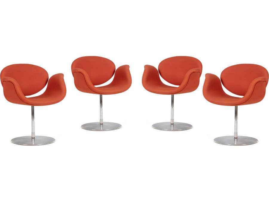 Contemporary design armchairs +by Pierre Paulin, 1980