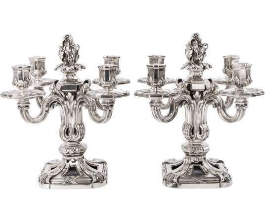 pair of XIXTH Silver candelabra - Goldsmith :TETARD
