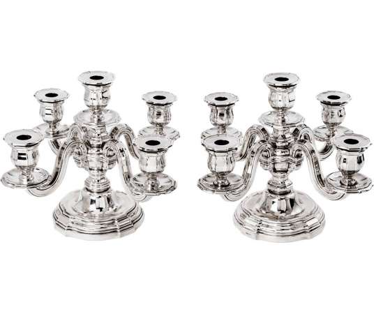 Pair of candelabra in sterling silver circa 1930-Goldsmith TETARD Frères