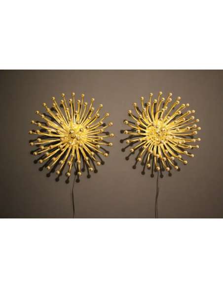 Pair of golden sconces by Valenti Milano-Bozaart