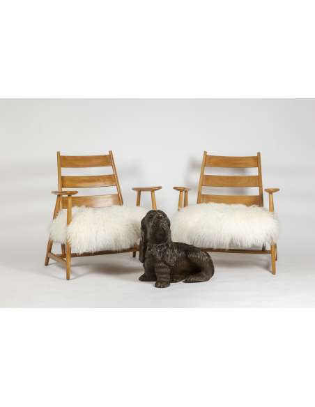 Vintage beech armchairs,+ "lounge" model from 1950-Bozaart