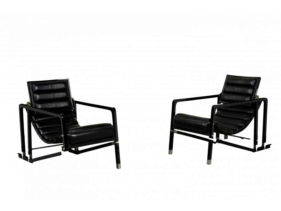 Pair of "Transat" armchairs, original design circa 1926