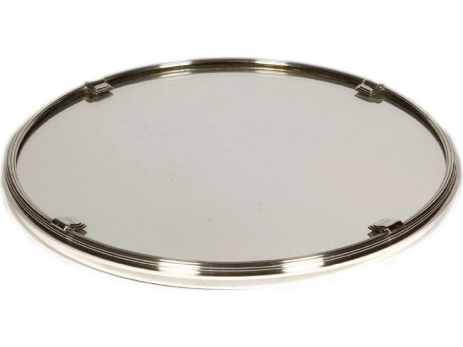 Solid silver round tray with mirror background ART DECO style - Goldsmith Cardeilhac -