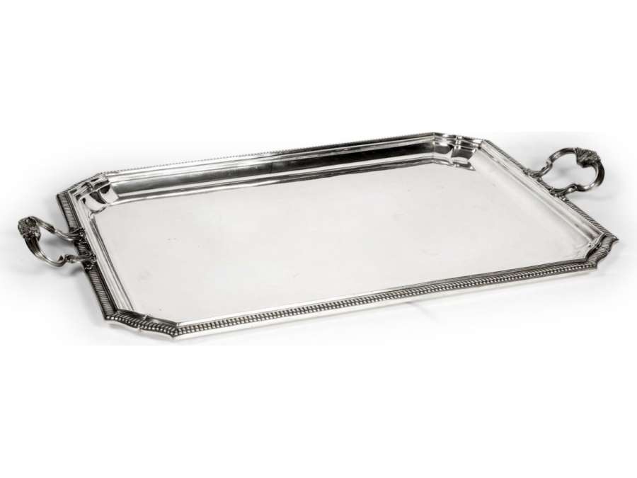 Rectangular tray in solid silver - early 20th century - Falkenberg craftsman -