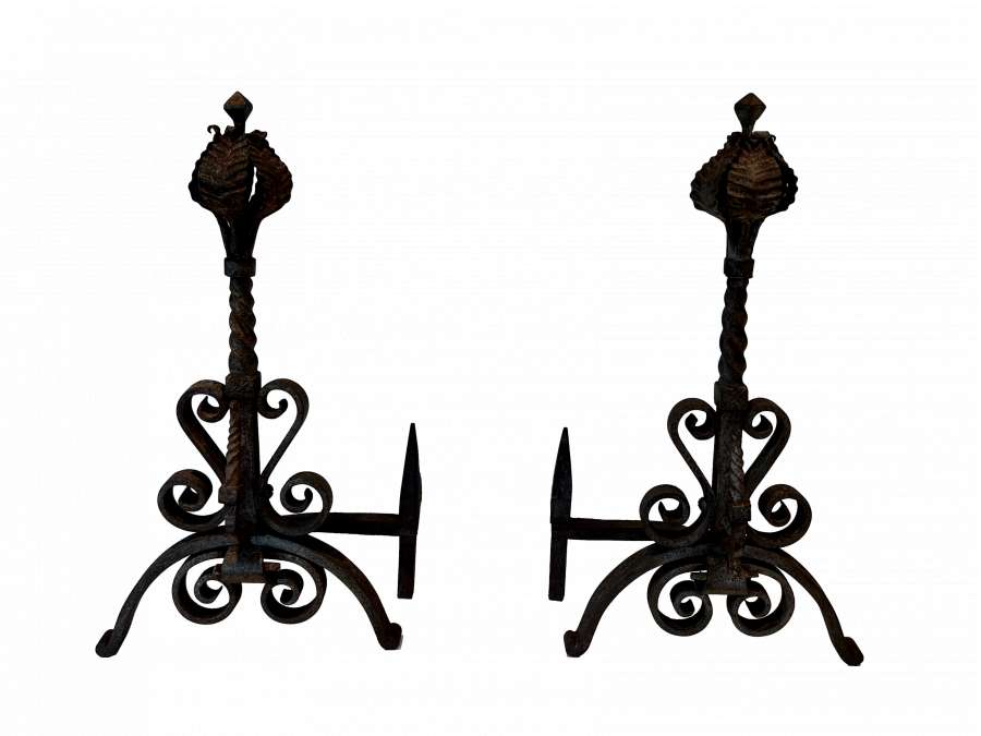 Wrought iron andirons.+ Art nouveau from 1900