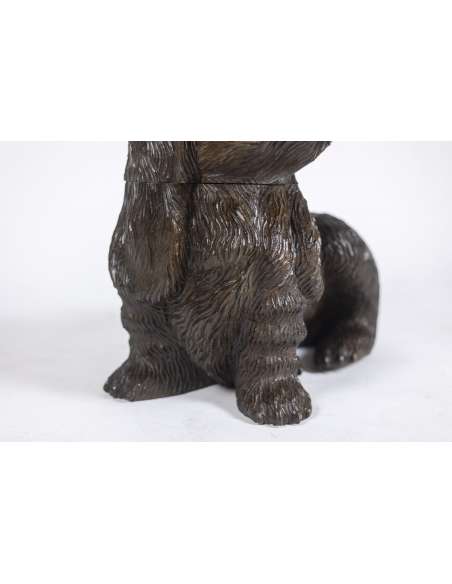 Chien en tilleul sculpté. Art nouveau de 1900-Bozaart