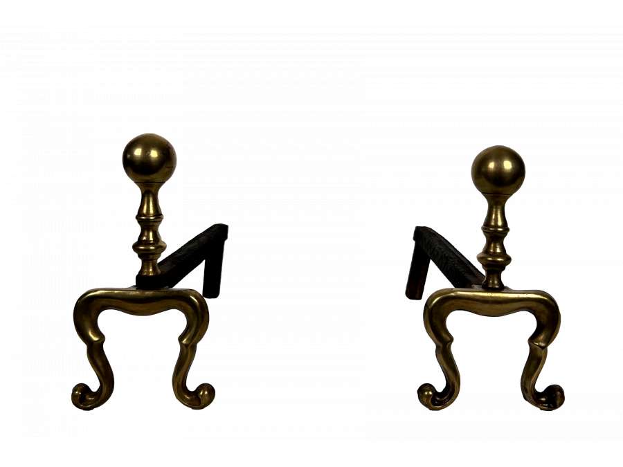 Bronze Neoclassical style andirons from 1920