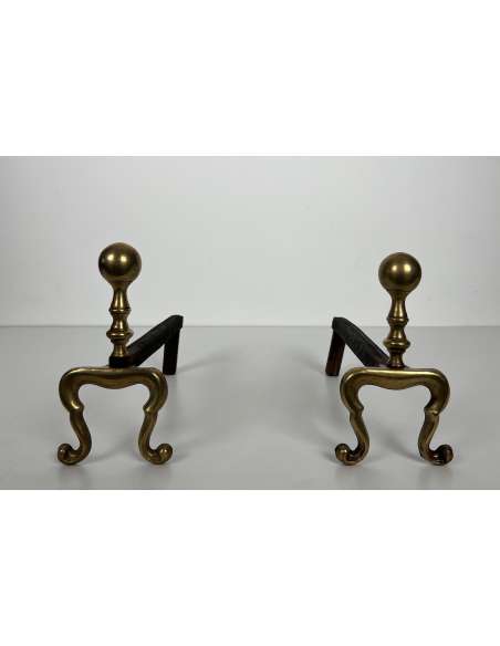 Bronze Neoclassical style andirons from 1920-Bozaart