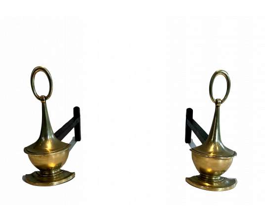 Neoclassical bronze andirons from 1960