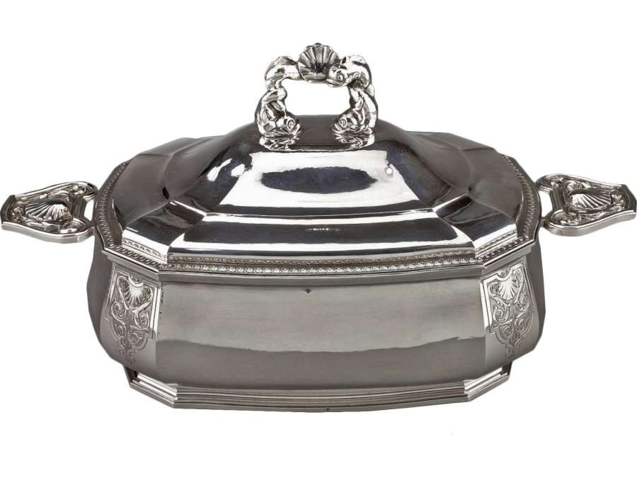 Goldsmith BANCELIN -Soup tureen in solid silver circa 1950/1960