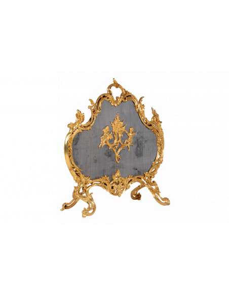 Pare-feu en bronze doré de style Louis XV. Année 1880-Bozaart