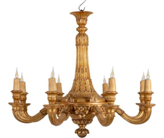 Dumez, Wooden chandelier in the Louis XVI style, 1950.