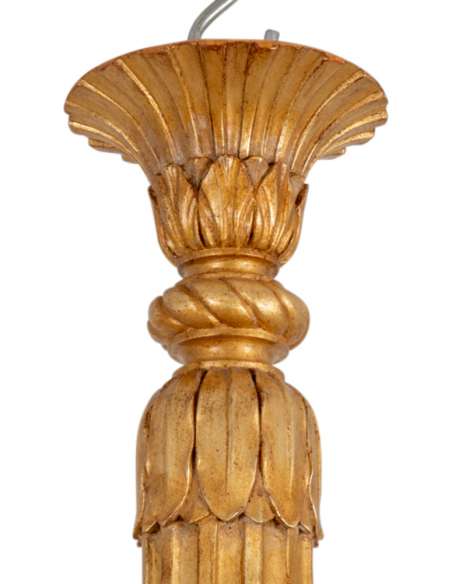 Dumez, Lustre en bois de style Louis XVI, Année 1950.-Bozaart