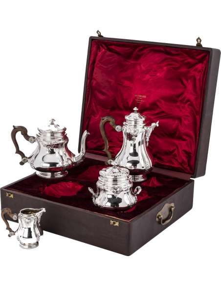 Silver tea and coffee set in its box - XIXth - Goldsmith Boin Taburet --Bozaart