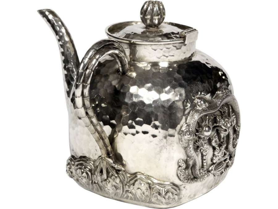 Chinese silver teapot - early 20th century - Goldsmith Tu Mao Xing -