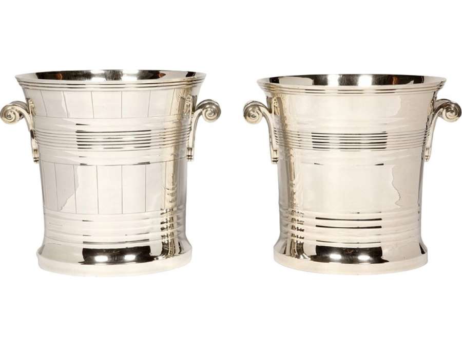 Pair of solid silver refreshers - Art Deco period - Goldsmith BOINTABURET -