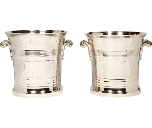 Pair of solid silver refreshers - Art Deco period - Goldsmith BOINTABURET -