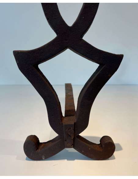 Raymond Subes, Modernist cast-iron andirons from the 1940s-Bozaart