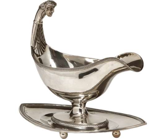 gravy boat with roman head & its tray - 1st empire - Goldsmith Boulenger and Hience -