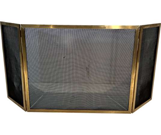 Modernist brass fire screen from the 1940s