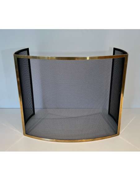 Curved brass fire screen from the 70s-Bozaart