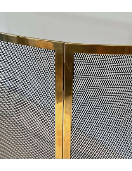 Curved brass fire screen from the 70s-Bozaart
