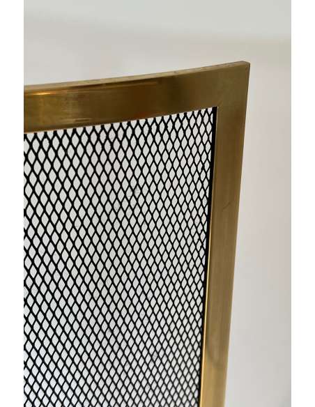 Curved brass fire screen from the 70s-Bozaart