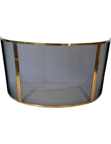 Curved brass fire screen from the 70s-Bozaart