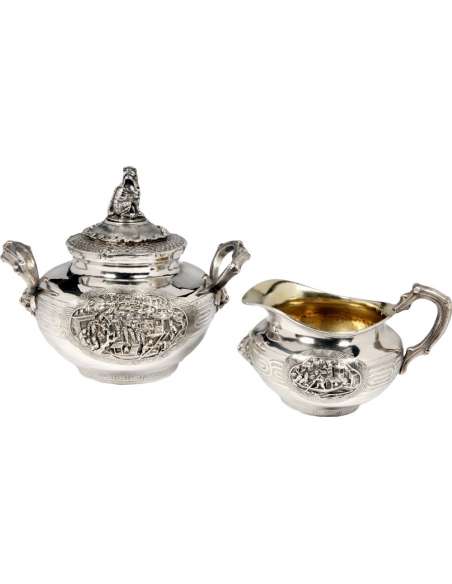 Creamer and sugar bowl in Solid silver XIXth - Goldsmith Duponchel --Bozaart
