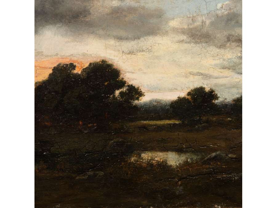 Crépuscule , huile sur toile par Narcisse-Virgile Diaz de la Pena