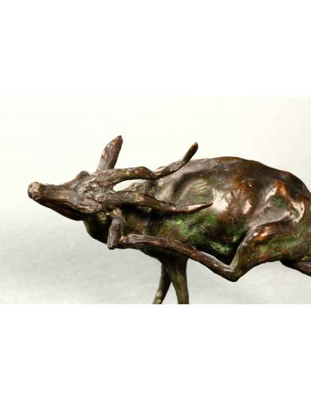 sculpture en bronze+"Antilope en train de se gratter"+par Guido Righetti-Bozaart