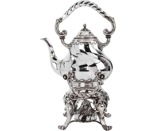 Samovar style rocaille en Argent massif - XIXe - Orfèvre Martin Marie Vve -