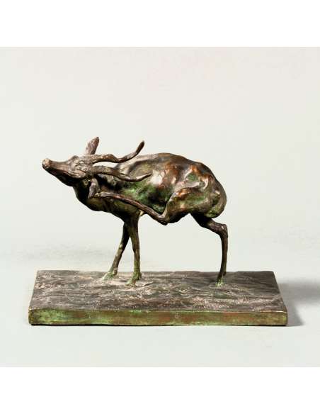 bronze sculpture 'Antelope Scratching Itself' by Guido Righetti-Bozaart