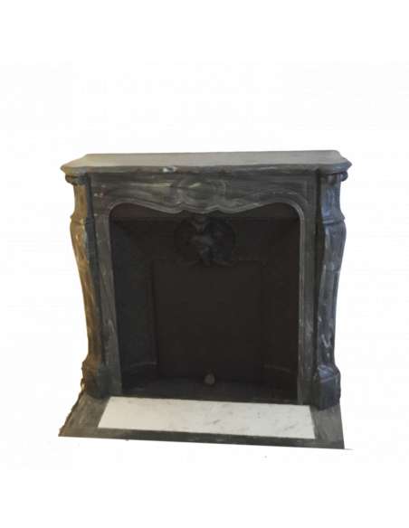 Antique late 19th century blue turquin marble fireplace known as pompadour on louis xv feet-Bozaart