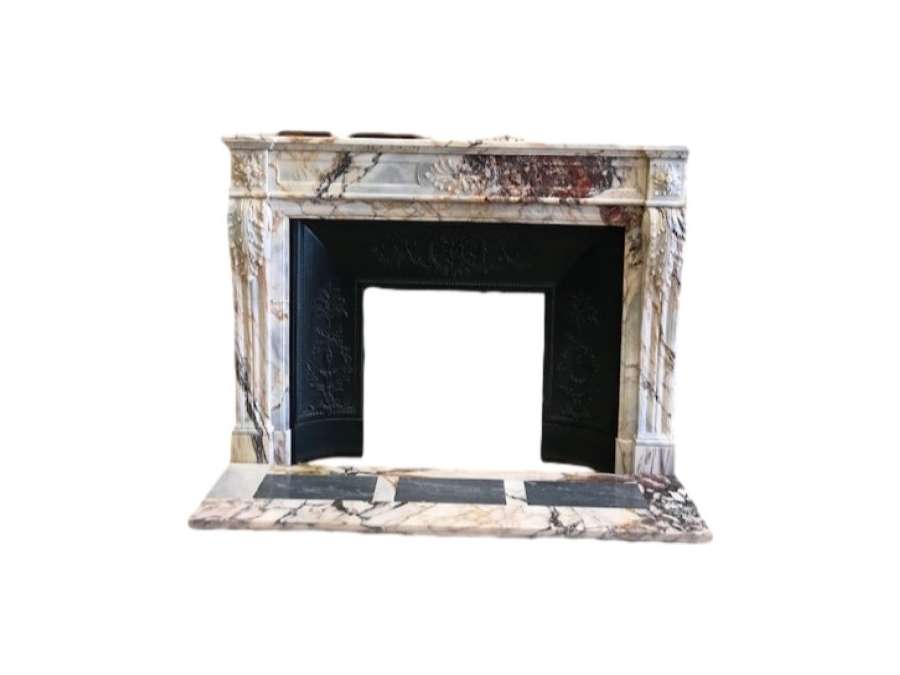 BEAUTIFUL AND ELEGANT ANTIQUE LOUIS XVI STYLE FIREPLACE MADE IN SKYROS MARBLE 19TH CENTURY