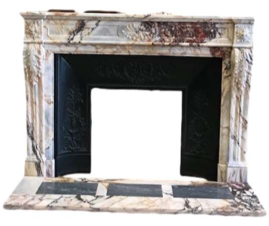BEAUTIFUL AND ELEGANT ANTIQUE LOUIS XVI STYLE FIREPLACE MADE IN SKYROS MARBLE 19TH CENTURY